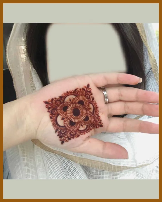 Square Mandala Center In Minimal Front Hand Mehndi Design